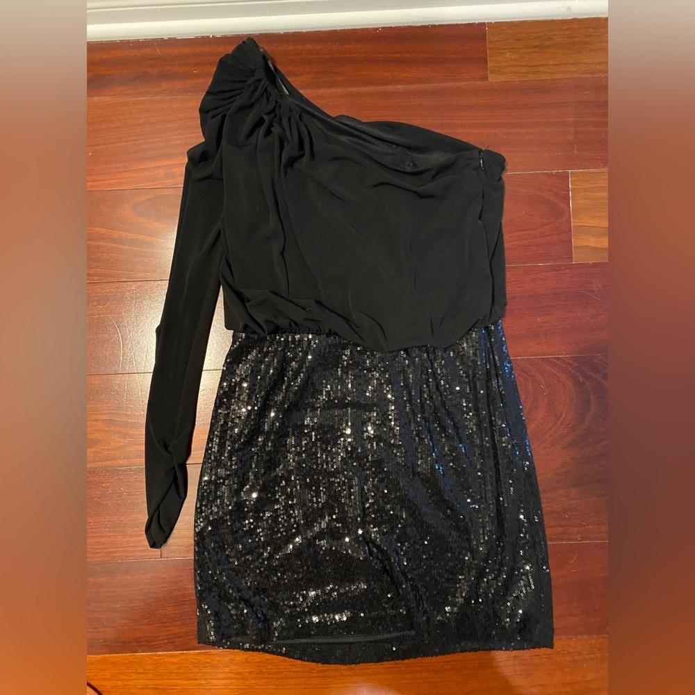 Laundry black one shoulder cocktail dress